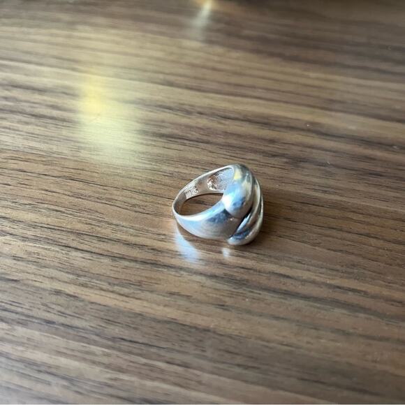 Vintage 80s Large Statement Chunky Wave Ring 925 Sterling Silver - Picture 11 of 11